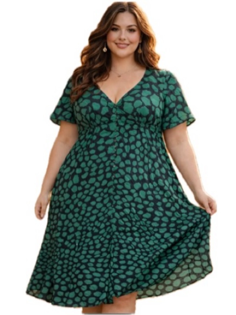 Wayward Fancies eshakti Flutter Sleeve Babydoll Midi Dress Size 2X 18/20 Print